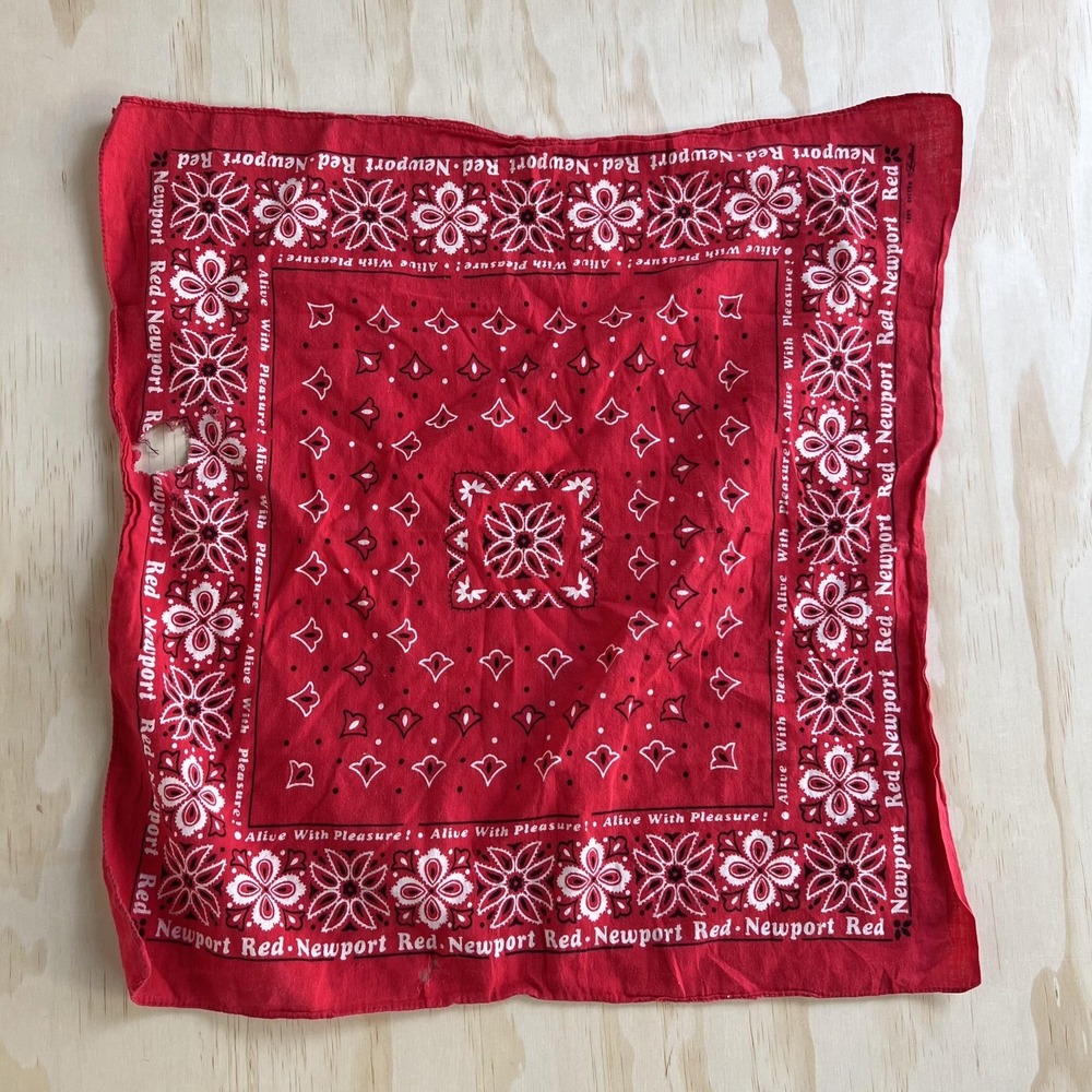 Vintage Newport Red Bandana Alive With Pleasure Paisley Promo Red Floral Print
